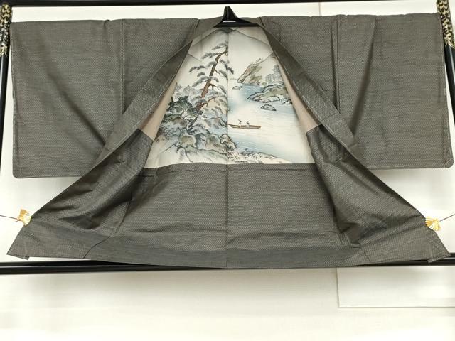 平和屋着物●男性 本場大島紬 アンサンブル 格子 正絹 逸品 未使用 AABH3665cs