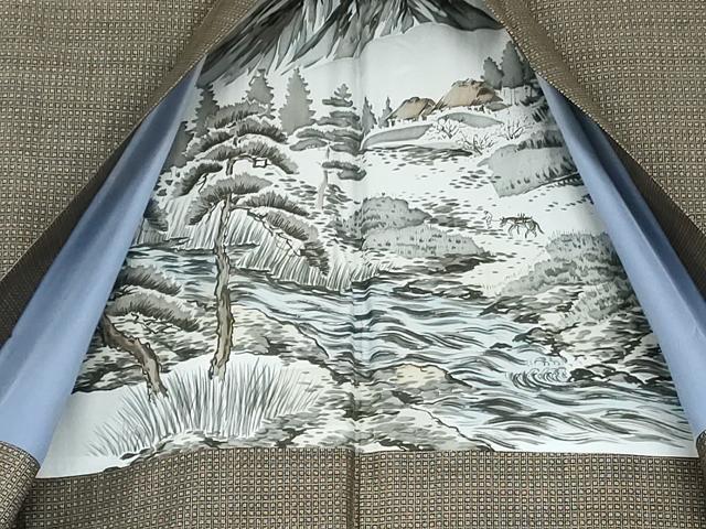 平和屋着物●男性 男柄の最高峰 西郷柄 西郷絣 本場大島紬 アンサンブル 正絹 逸品 AABH3667cs
