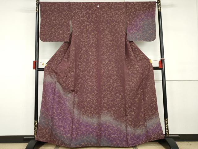 平和屋着物●訪問着 寿光織 すすき 暈し染め 金糸 金通し地 正絹 逸品 AABH3668cs