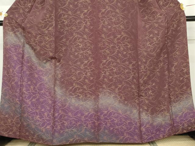 平和屋着物●訪問着 寿光織 すすき 暈し染め 金糸 金通し地 正絹 逸品 AABH3668cs