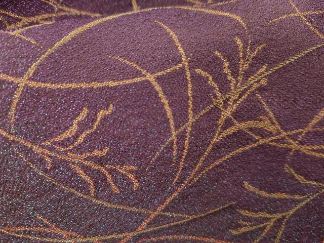 平和屋着物●訪問着 寿光織 すすき 暈し染め 金糸 金通し地 正絹 逸品 AABH3668cs
