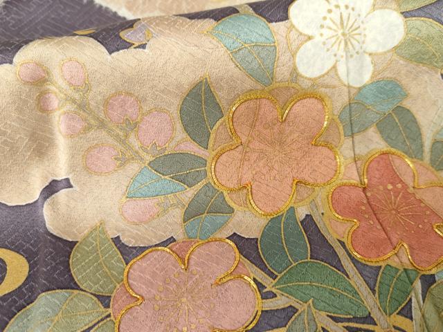 平和屋着物●訪問着 作家物 雪花 辻が花 駒刺繍 流水枝花文 金彩 正絹 逸品 AABH3683cs