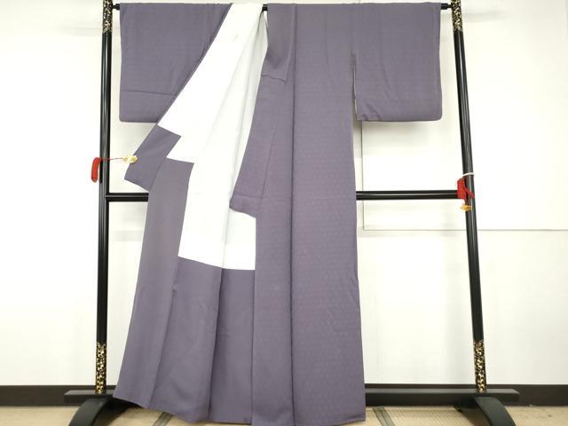 平和屋着物●上質な色無地 源氏車地紋 紫苑色 正絹 逸品 AABH3689cs