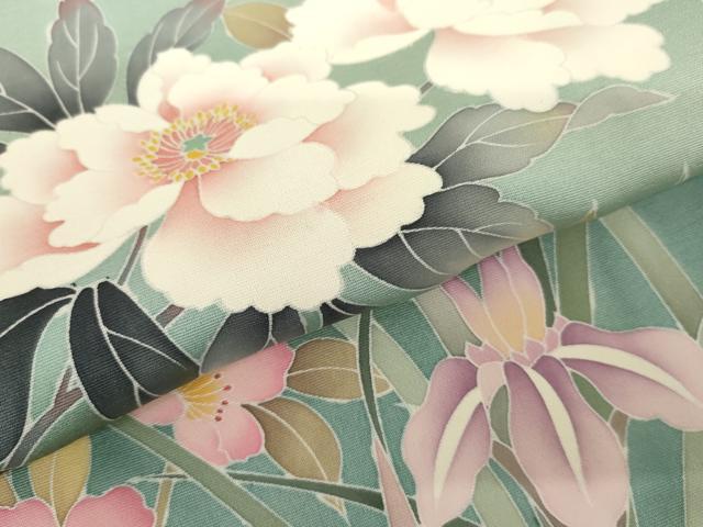 平和屋着物●訪問着 友禅 作家物 華翔 枝花文 暈し染め 金彩 正絹 逸品 AABH3697cs