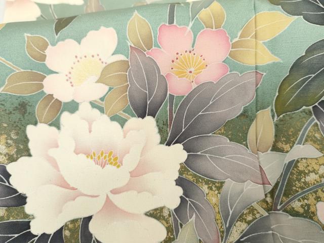 平和屋着物●訪問着 友禅 作家物 華翔 枝花文 暈し染め 金彩 正絹 逸品 AABH3697cs
