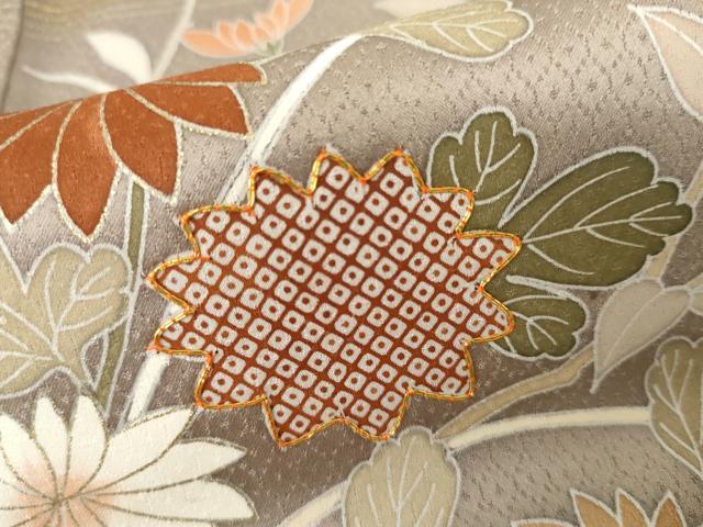 平和屋着物●訪問着 友禅 駒刺繍 鴛鴦枝花文 暈し染め 金彩 正絹 逸品 AABH3699cs