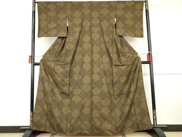 平和屋着物●本場大島紬 一元7マルキ 幾何学文様 正絹 逸品 AABH3706cs