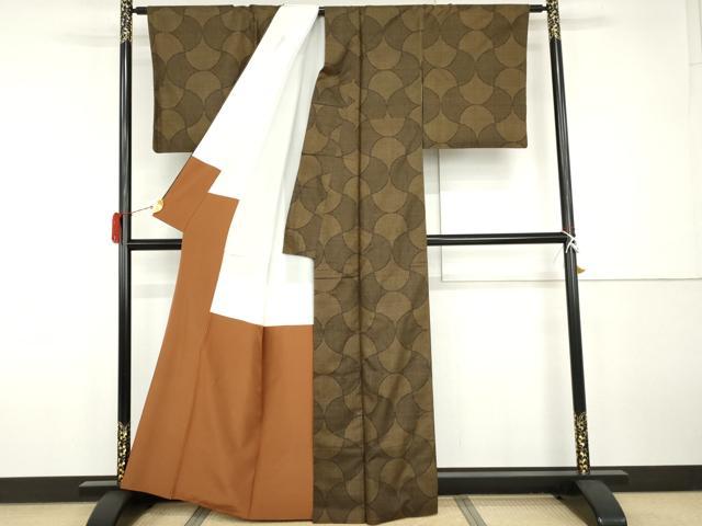 平和屋着物●本場大島紬 一元7マルキ 幾何学文様 正絹 逸品 AABH3706cs