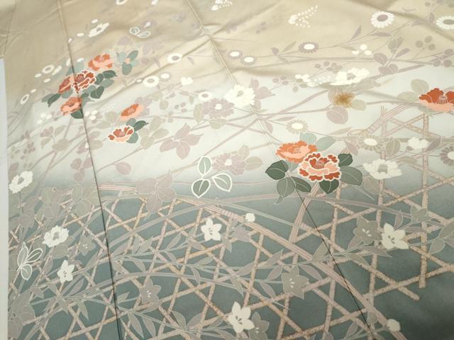 平和屋着物●訪問着 枝花文 暈し染め 正絹 逸品 AABH3709cs