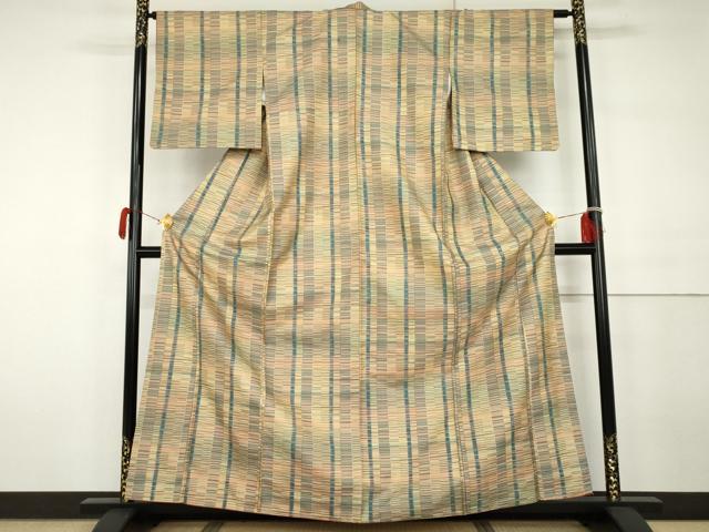 平和屋着物●お召 横段間道 正絹 逸品 AABH3711cs