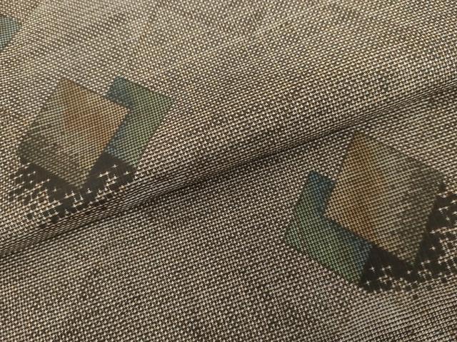 平和屋着物●本場大島紬 泥染め カタス7マルキ 菱重ね文 正絹 逸品 AABH3713cs
