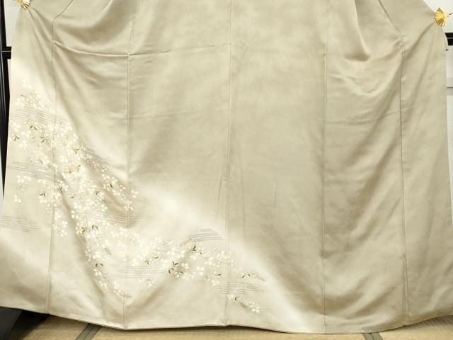 平和屋着物●訪問着 友禅 駒刺繍 エ霞萩文 暈し染め 金彩 正絹 逸品 AABH3729cs