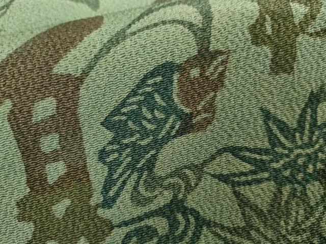 平和屋着物●上質な小紋 型染め 春夏秋冬 花鳥文 魚 鬼しぼ縮緬 正絹 逸品 AABH3732cs