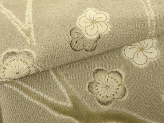 平和屋着物●訪問着 手描き 絞り 枝梅文 正絹 逸品 AABH3738cs
