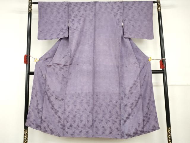 平和屋着物●アンティーク 大正ロマン 色無地 舞花地紋 藤色 正絹 逸品 AABH3745cs