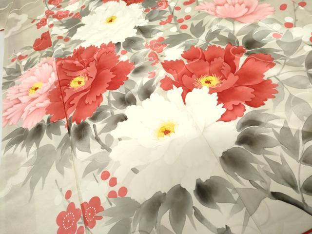 平和屋着物●豪華振袖 手描き 草花文 枝梅 正絹 逸品 AABH3746cs