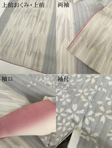 平和屋着物●結城ちぢみ 舞花矢羽根間道 小倉商店 やまと誂製 証紙付き 正絹 逸品 AABH3750cs