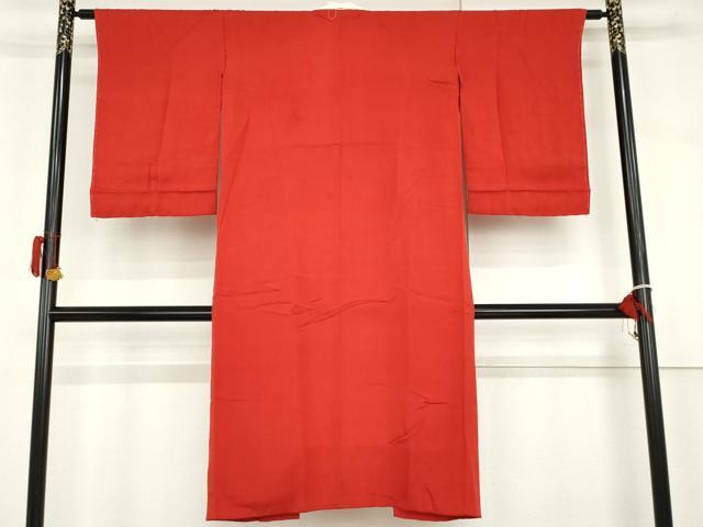平和屋着物●アンティーク 大正ロマン 長襦袢 袷 色無地 猩々緋色 正絹 逸品 AABH3760cs