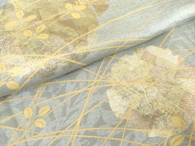 平和屋着物●訪問着 雪輪萩文 枝葉シルエット 金彩 正絹 逸品 AABH3763cs