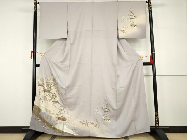 平和屋着物●訪問着 浜松風景文 暈し染め 金銀彩 正絹 逸品 AABH3771cs