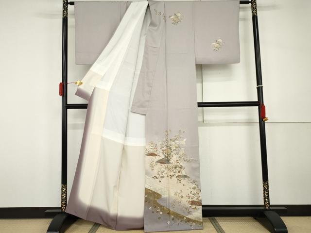 平和屋着物●訪問着 浜松風景文 暈し染め 金銀彩 正絹 逸品 AABH3771cs
