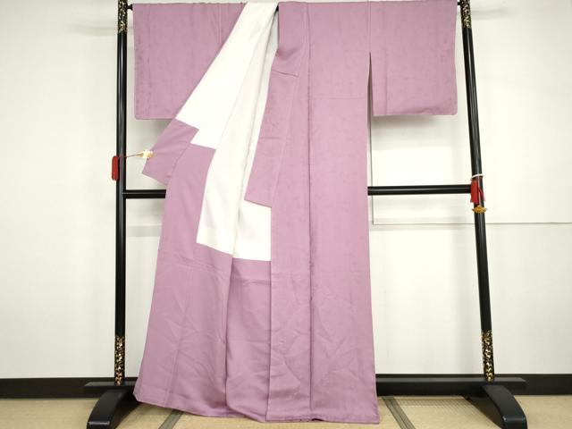 平和屋着物●上質な色無地 御所車草花地紋 菖蒲色 さが美扱い 正絹 逸品 未使用 AABH3776cs