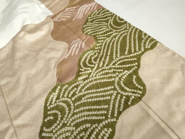 平和屋着物●豪華色留袖 駒刺繍 絞り 吹き寄せ花文 金糸 金彩 正絹 逸品 AABH3786cs