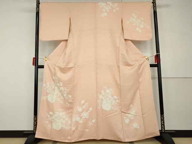 平和屋着物●訪問着 刺繍 花車飾花文 正絹 逸品 AABH3793cs