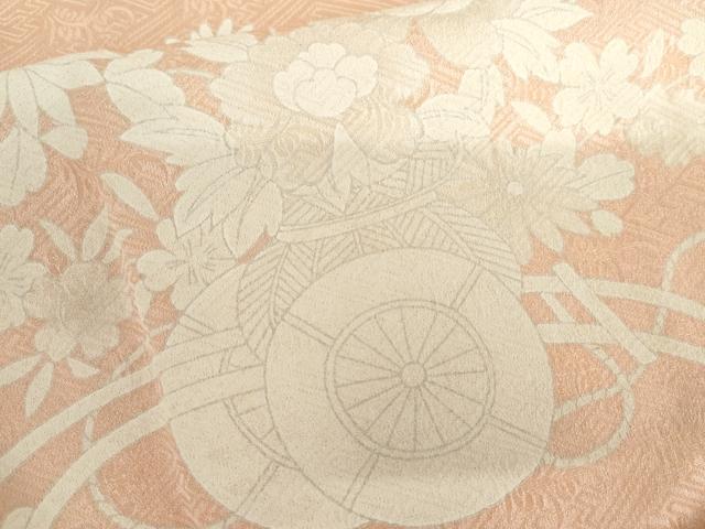 平和屋着物●訪問着 刺繍 花車飾花文 正絹 逸品 AABH3793cs