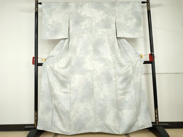 平和屋着物●上質な小紋 レリーフ染め 切嵌草花文 暈し染め 正絹 逸品 AABH3796cs
