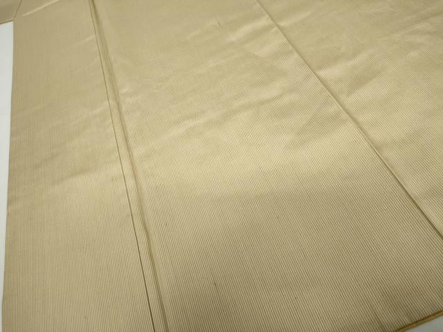 平和屋着物●上質な紬 縞 亜麻色×空五倍子色 正絹 逸品 AABH3797cs