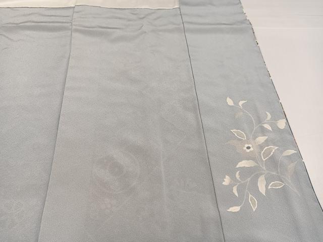 平和屋着物●訪問着 友禅 作家物 駒刺繍 更紗鴛鴦花文 金彩 浜ちりめん 反端付き 正絹 逸品 AABH3804ph