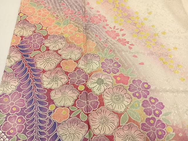平和屋着物●豪華振袖・長襦袢(袷)セット 辻が花 暈し染め 銀通し地 ロング丈 正絹 逸品 AABH3811ph