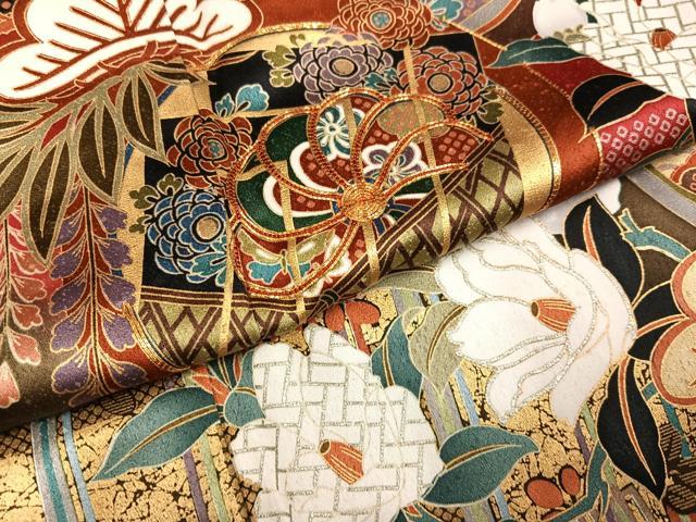 平和屋着物●豪華振袖 駒刺繍 草花文 暈し染め 金彩 正絹 逸品 AABH3814ph