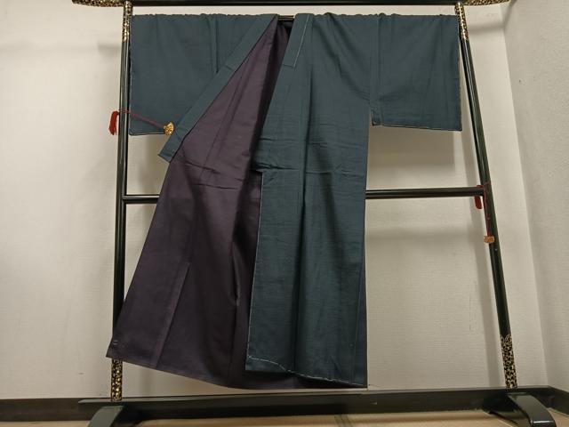 平和屋着物●男性 お召 アンサンブル 長襦袢(無双仕立て)セット 正絹 逸品 未使用 AABH3815ph