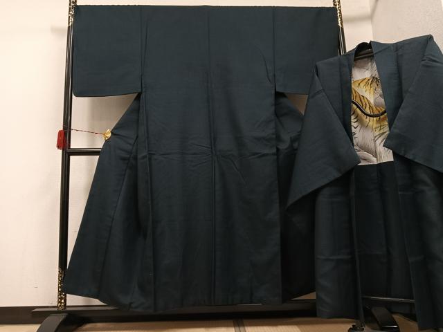 平和屋着物●男性 紬 アンサンブル 亀甲柄 正絹 逸品 AABH3816ph
