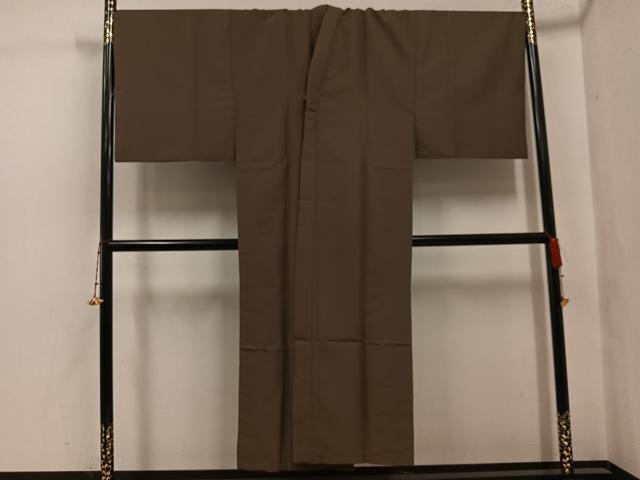 平和屋着物●男性 色無地 アンサンブル 長襦袢(無双仕立て)セット 蝋色×空五倍子色 洗える着物 AABH3819ph