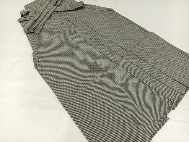 平和屋着物●男性 創業100年 毘龍織 安部吉 馬乗り袴 仙台平 縞 正絹 逸品 AABH3820ph