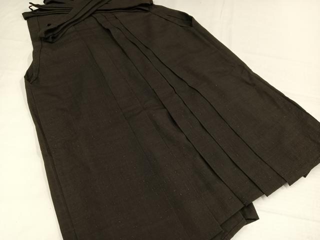 平和屋着物●男性 馬乗り袴 紬地 色無地 赤墨色 正絹 逸品 AABH3823ph