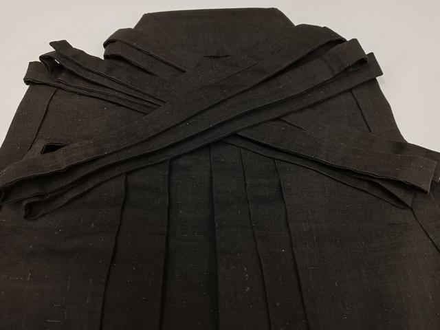 平和屋着物●男性 馬乗り袴 紬地 色無地 赤墨色 正絹 逸品 AABH3823ph