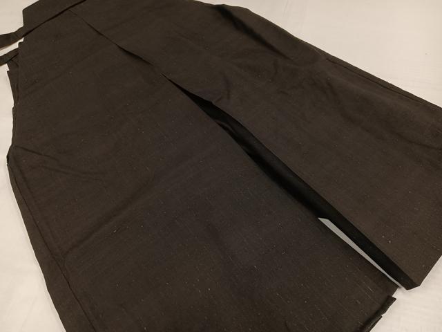 平和屋着物●男性 馬乗り袴 紬地 色無地 赤墨色 正絹 逸品 AABH3823ph