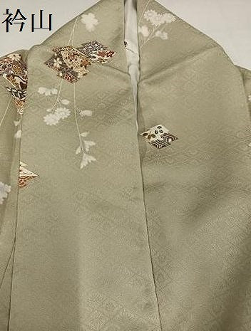 平和屋着物●上質な小紋 松皮菱草花文 金彩 正絹 逸品 AABH3827ph