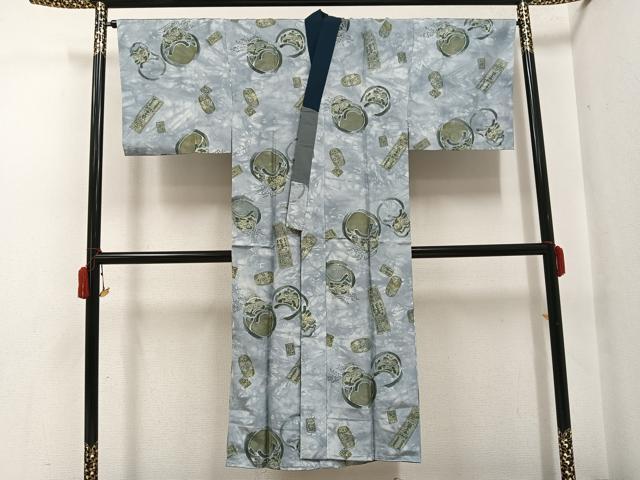 平和屋着物●男性 長襦袢 袷 達磨 ダルマ 正絹 逸品 AABH3833ph