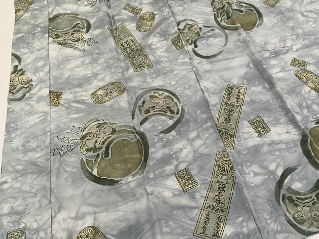 平和屋着物●男性 長襦袢 袷 達磨 ダルマ 正絹 逸品 AABH3833ph