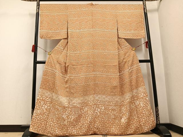 平和屋着物●訪問着 ろうけつ染 草花文 正絹 逸品 未使用 AABH3834ph