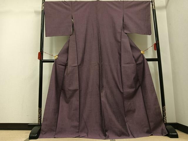 平和屋着物●上質な紬 色無地 濃色 正絹 逸品 AABH3844ph
