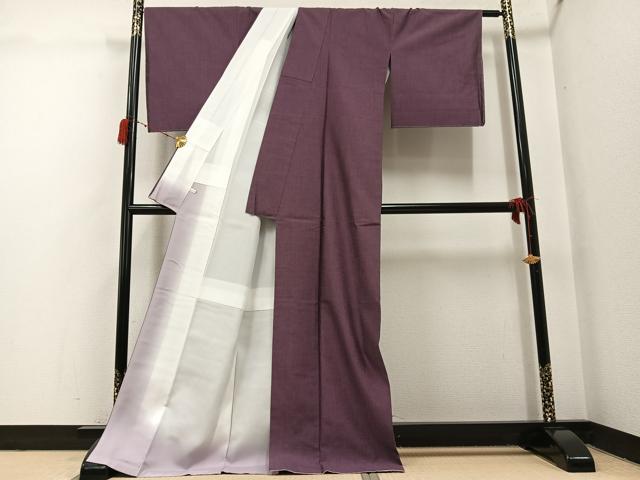 平和屋着物●上質な紬 色無地 濃色 正絹 逸品 AABH3844ph