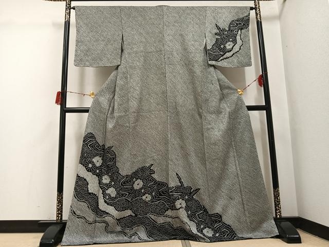 平和屋着物●訪問着 総絞り 花青海波 黒地 さが美扱い 正絹 逸品 未使用 AABH3848ph