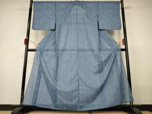 平和屋着物*夏物 小紋 絽 幾何学文様 洗える着物 AABH3887jd