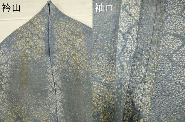 平和屋着物*夏物 小紋 紗 石畳文 洗える着物 AABH3894jd